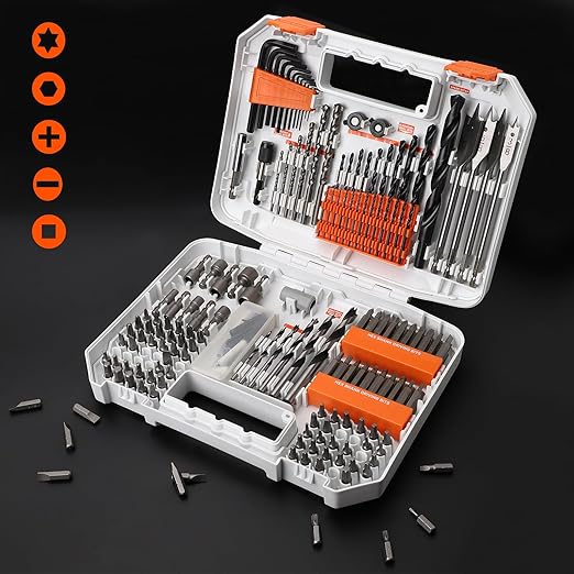 COMOWARE 200Pcs Drill Bit Set & Screwdriver Bit Kit - HSS/CR-V Multi-Purpose Bits in Transparent Storage Case, Impact Driver Accessories for DIY Projects, Home Repairs, Professional Use