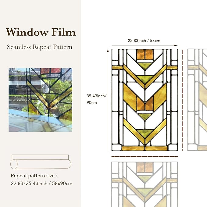 Faux Stained Glass Effect Transparent Window Film, Decorative Window Cling - Image 5