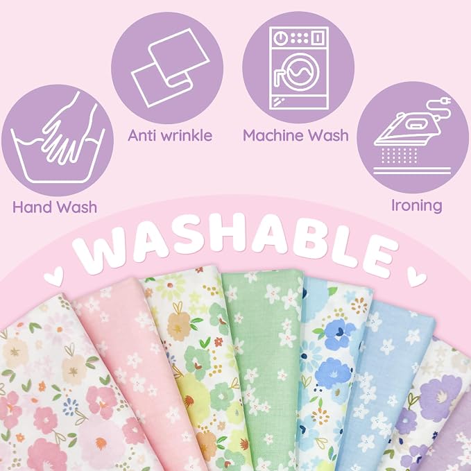 Aubliss 8pcs Fat Quarter Fabric Bundles Quilting Cotton Craft Fabric Pre-Cut - Image 4