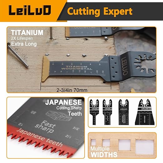 LEILUO 134 Pcs Multitool Blade Kits Oscillating Tool Cutting Sanding and Scraping Accessories with Storage Bag Oscillating Saw Blades Compatible with DeWalt Makita Dremel and More