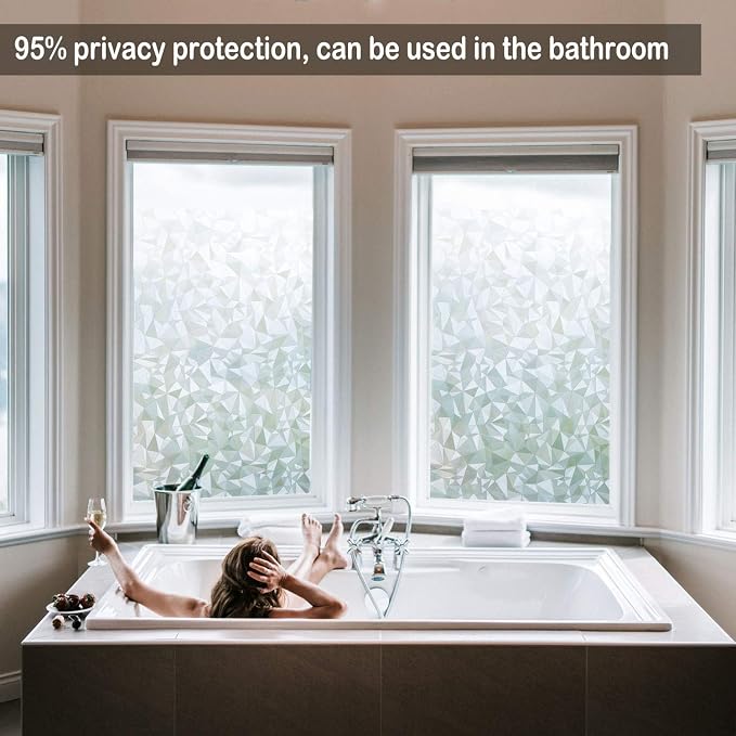 Bloss Privacy Window Film, 3D Diamond Decorative Windows Cling Stained Glass - Image 4