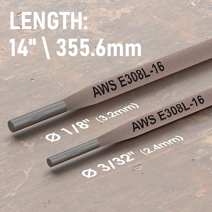 YESWELDER E308L-16 Stainless Steel Stick Electrodes, 14" x 1/8" 5LB Welding Rods