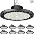 8 Pack LED High Bay Lights 200W, 30000LM 6500K UFO High Bay Led Shop Lights AC100-277V with Plug Industrial Warehouse Workshop Factory Barn Garage Area Lighting Fixture