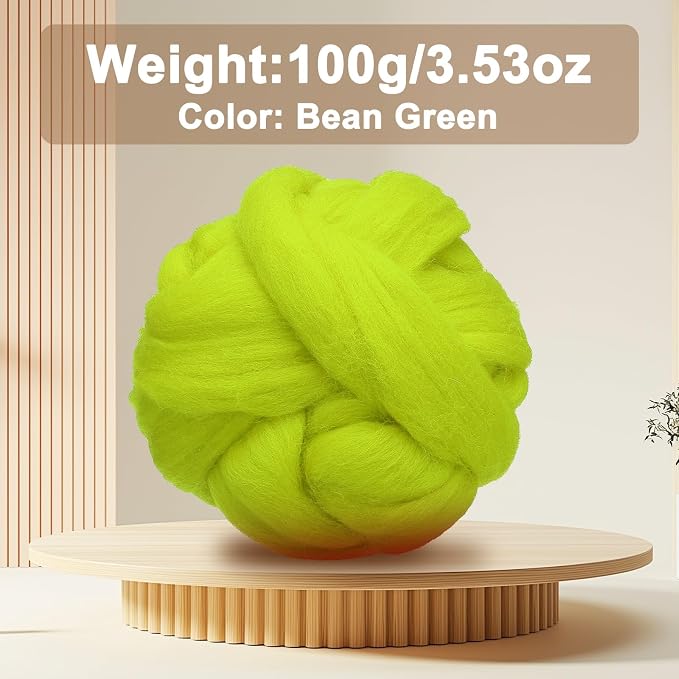 uxcell 3.53oz Wool Roving Yarn, Needle Felting Wool Fiber DIY Craft Needle Wet - Image 2