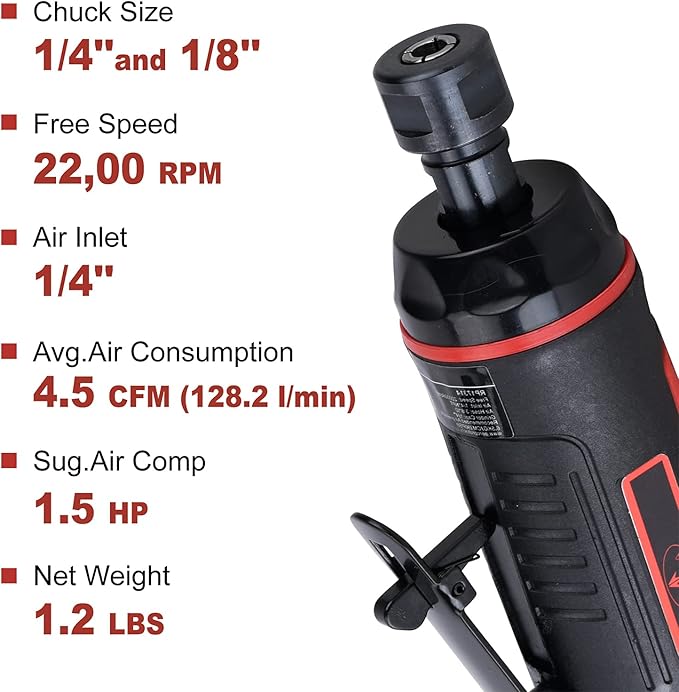 AEROPRO TOOLS 1/4-Inch Mini Air Straight Die Grinder AP17314 with 1/4 collect, 22000 RPM