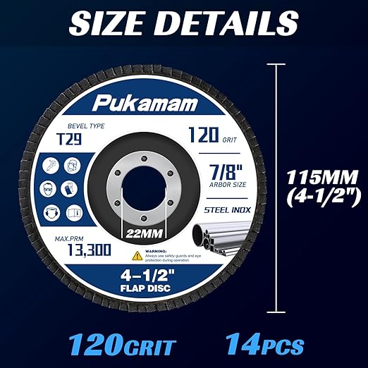 14 Pack of Flap Discs 4 1/2 for Angle Grinder Grit 120 Type 29 Zirconia Grinding Wheel for Wood Metal Sanding