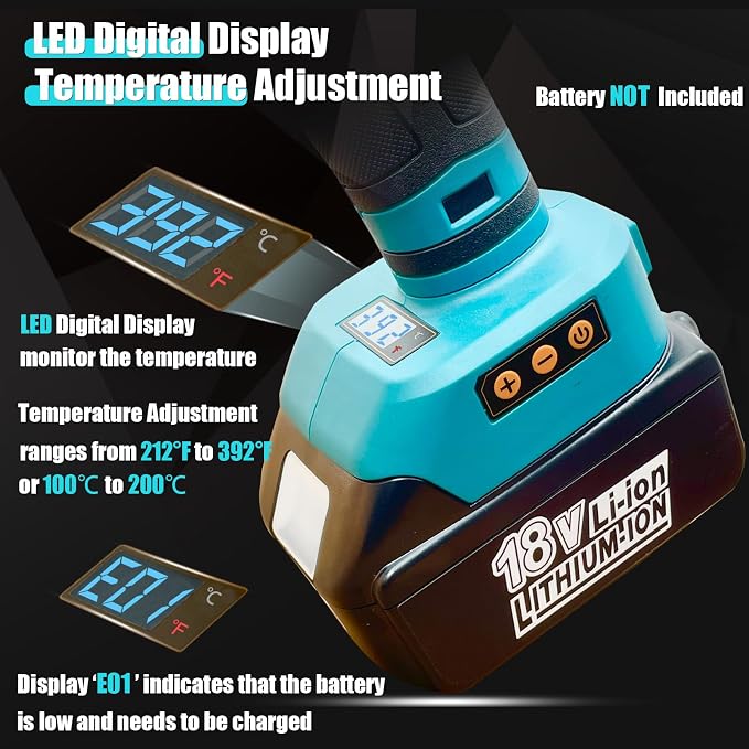 MONVICT 100W Cordless Glue Gun for Makita 18V Battery, Upgraded Digital - Image 2