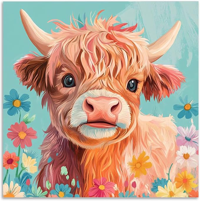 Highland Cow Diamond Art Kits for Adults Beginners 14x14 in, DIY Craft Gift | by Kalonyth