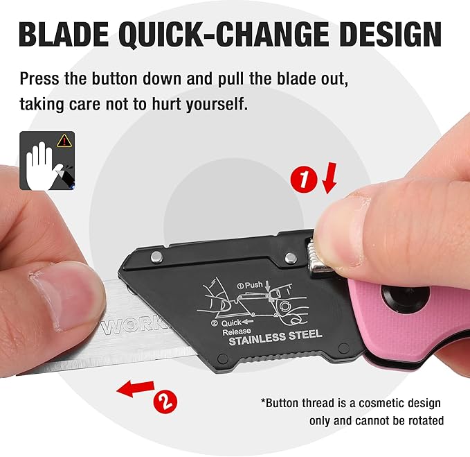 WORKPRO Folding Utility Knife G10 Handle with Stainless Steel Head, Quick-change Blade & Back Lock, Heavy Duty Box Cutter, 1PC Razor Knife with Extra 10PC SK5 Blades