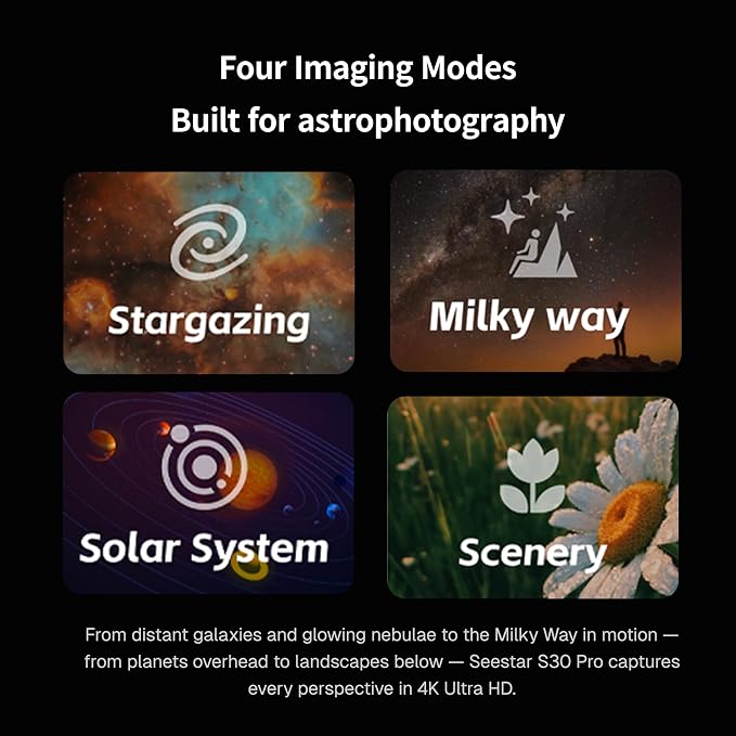 Seestar S30 Pro Smart Telescope Black Edition | 4K Dual Camera, Auto Tracking & - Image 4