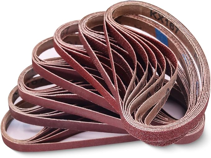 42 Pcs 1/2" x 18" Sanding Belt,1/2 x 18 Inch Sanding Belts Sandpaper for Air File Belt Sander,6 Each of 40/60/80/120/180/240/400 Grits,Best for Woodworking, Plastics, Fiberglass,1/2x18 Inch