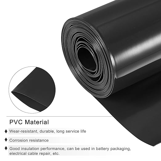 MECCANIXITY Battery Wrap PVC Heat Shrink Tubing 60mm Dia 95mm Flat 10 Feet(3meters) Black Good Insulation for Battery Pack