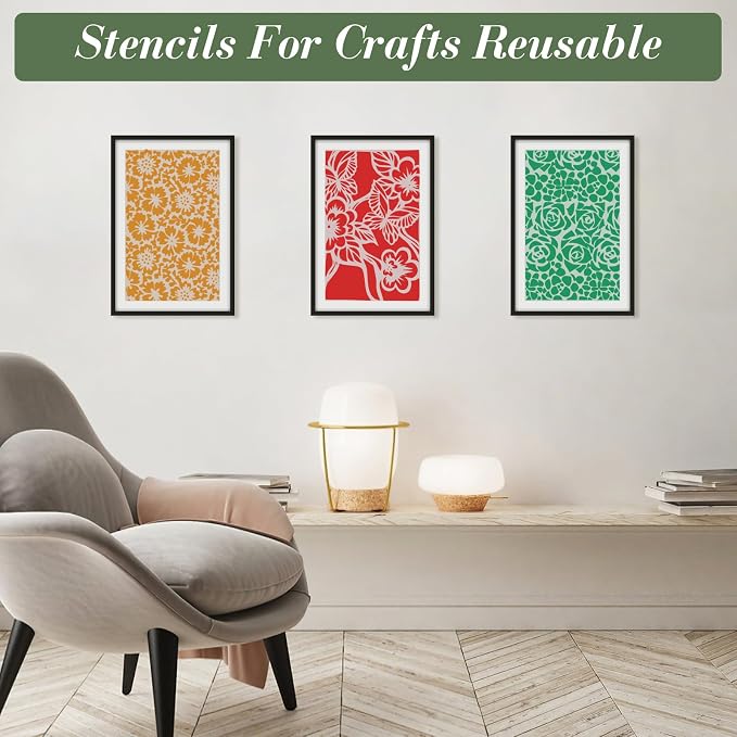 Geometric Texture Stencils for Crafts Reusable 12Pcs Stencils | DIY Art - Image 2