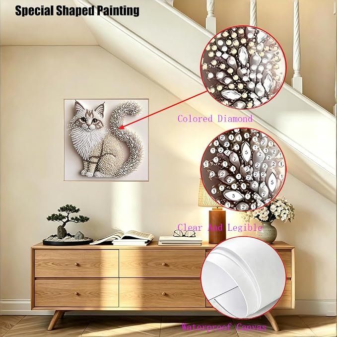 OJTOYART 5D Cat Special Shape Diamond Art Kits - Image 8