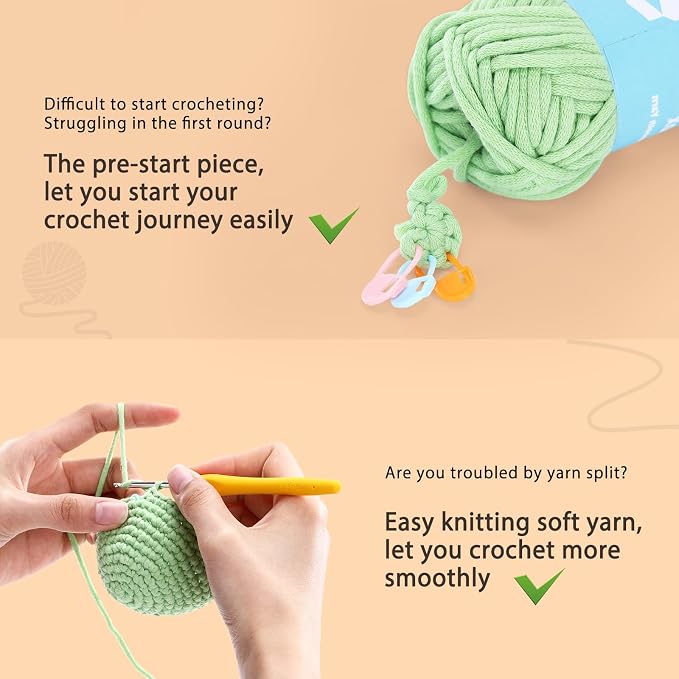 Crochet Kit for Beginners: 2 PCS Red & Blue Mushroom Starter Crochet Kits - Image 6