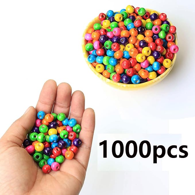 1000Pcs Colourful Wooden Beads Round Paint Wooden Beads Spacer Bead - Image 2