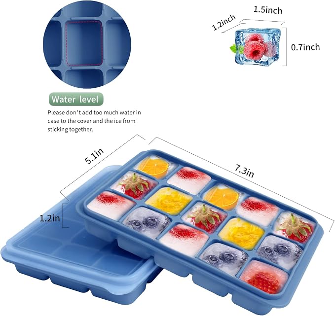 Tvmania Ice Cube Trays Set of 2, 15-Cube Silicone Molds - Image 2