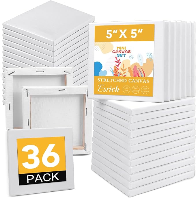 ESRICH Small Canvas Pack of 36, 5x5In Blank Canvases by ESRICH