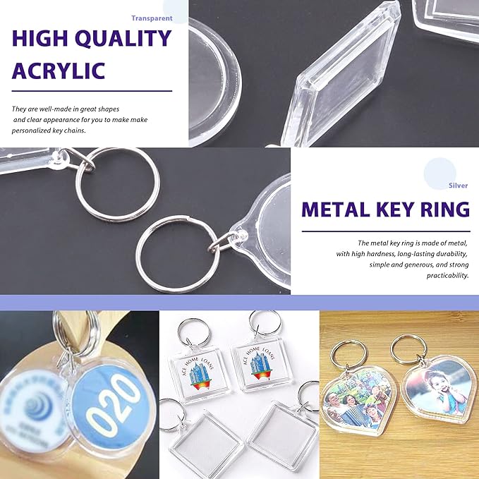 Swpeet 40Pcs Pendant Picture Frame Keyrings, Make Your Own Keyring Kit - Image 4