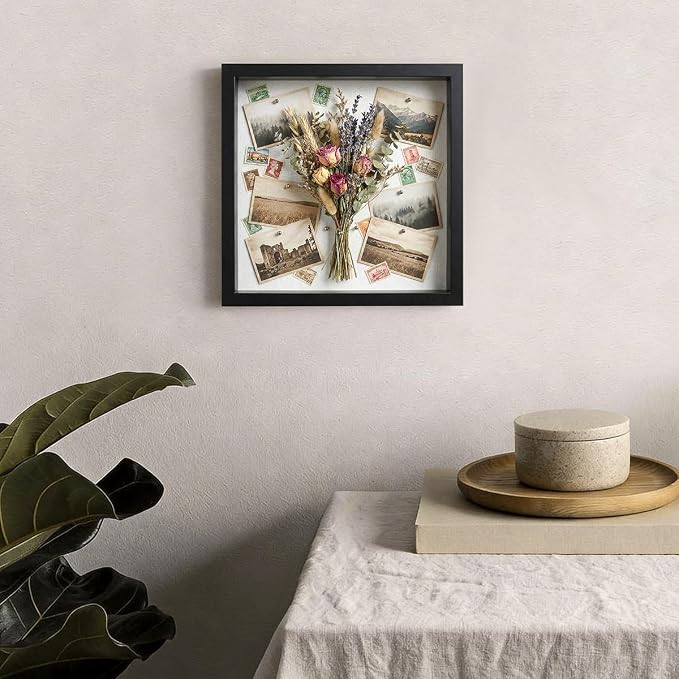 Black 8×8 Shadow Box Display Frame, Premium Linen Backboard and Included - Image 7