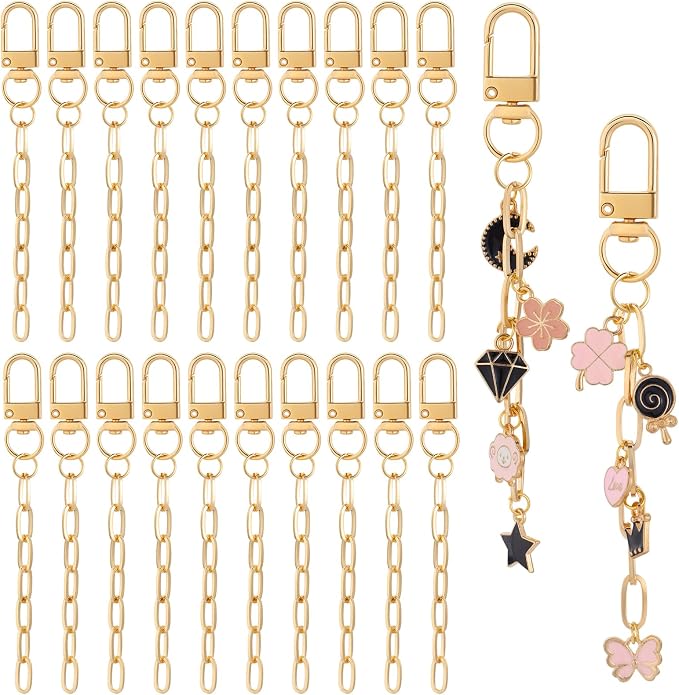 Chuyau 20pcs Gold Keychain Making Kit Swivel Snap Hook Lobster Claw Clasps by chuyau