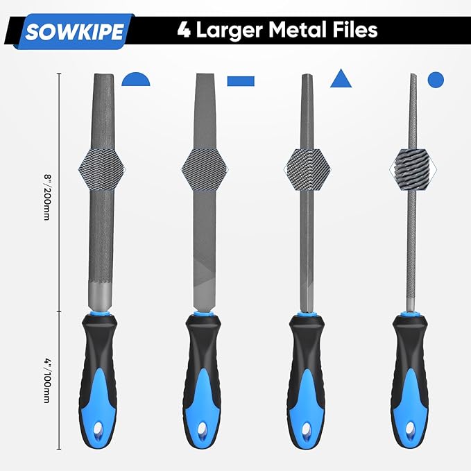 17-Piece Metal File Set with Carrying Case, 4 Large Metal Files, 12 Small Needle Files, and Cleaning Brush, Perfect for Wood, Plastic, and More