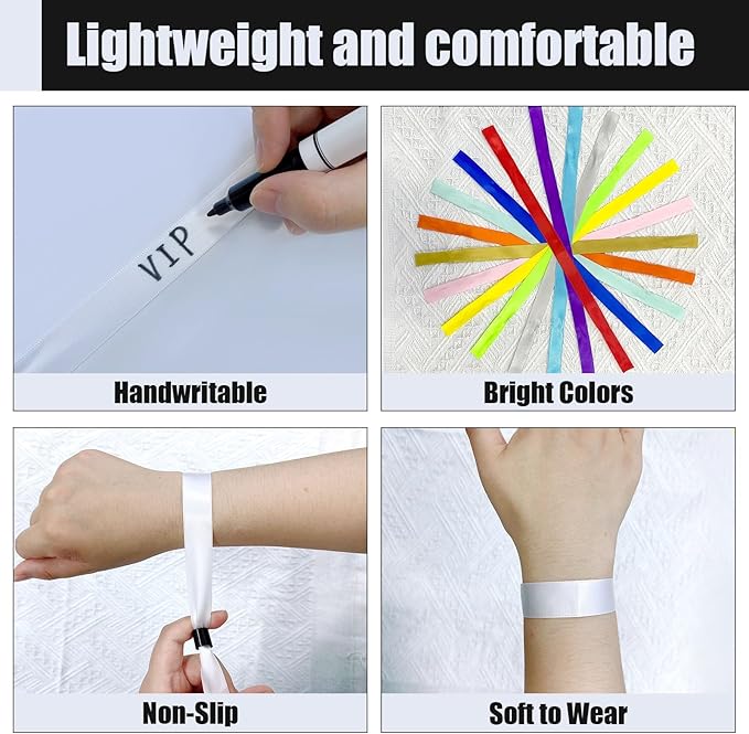 100 Pcs Cloth Wristbands for Events - Disposable, Colored Wristbands (Color : White)