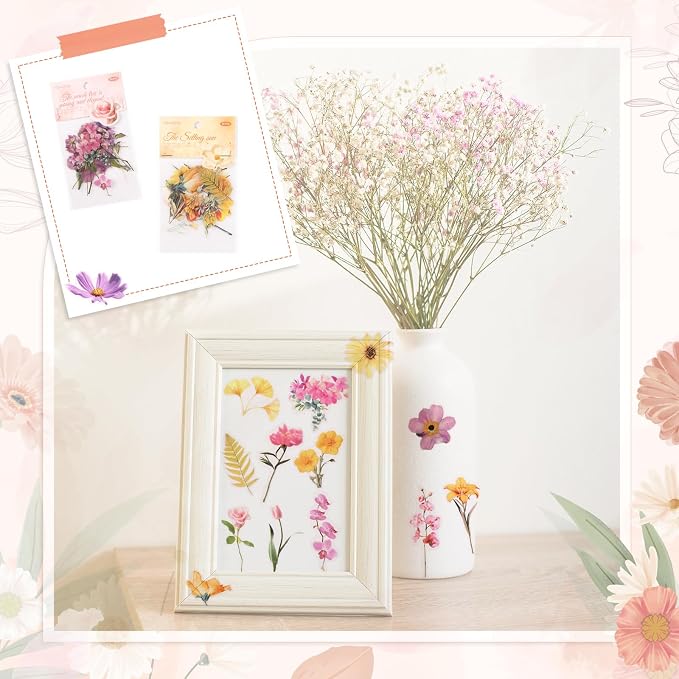 80 Pieces Natural Scrapbooking Stickers, Self-Adhesive Flower Stickers - Image 7