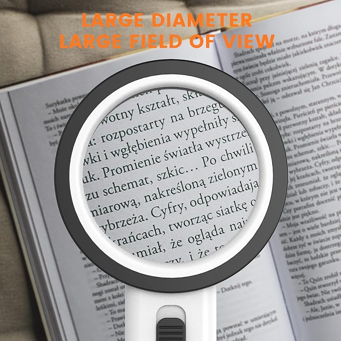AIXPI Magnifying Glass with Light, Double-Layer Glass Lens Handheld Large - Image 5
