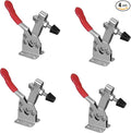 POWERTEC 4PK Toggle Clamp, 300 lbs Holding Capacity, 201B Quick Release Horizontal Clamps w/Antislip Rubber Pressure Tip for Woodworking Jigs and Fixtures, Welding, Drill Press, Crosscut Sled (20327)