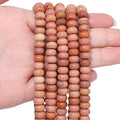 Songxi 5x8mm Natural Matte Red Rhodonite Stone Rondelle Beads, Gemstone by SongXi