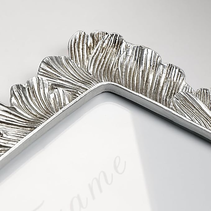Cuspin Silver 8x10 Picture Frame, Vintage Silver Ornate Palm Leaves Textured - Image 5