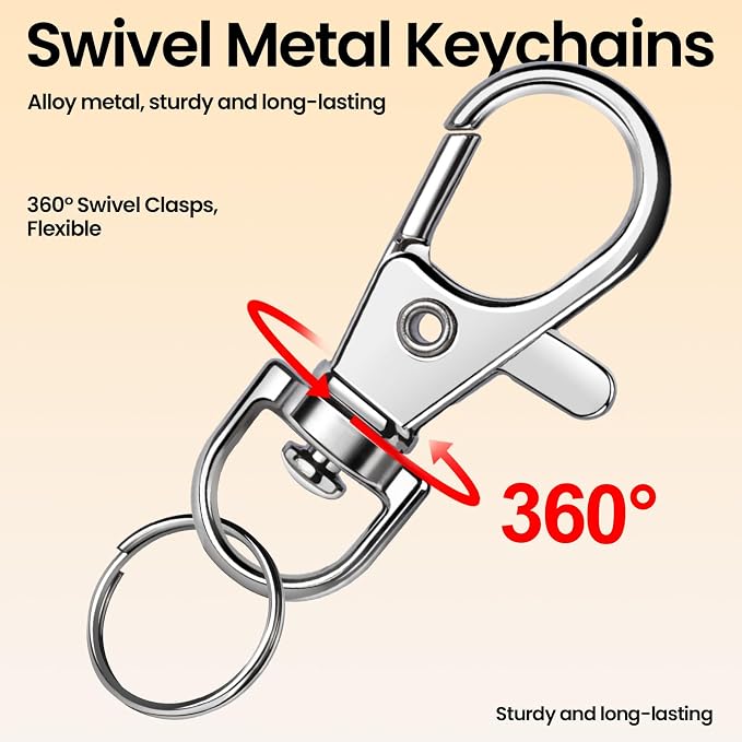 LEOBRO 100PCS Lobster Claw Clasps and Key Rings, Keychain Making kit, Keychains - Image 6