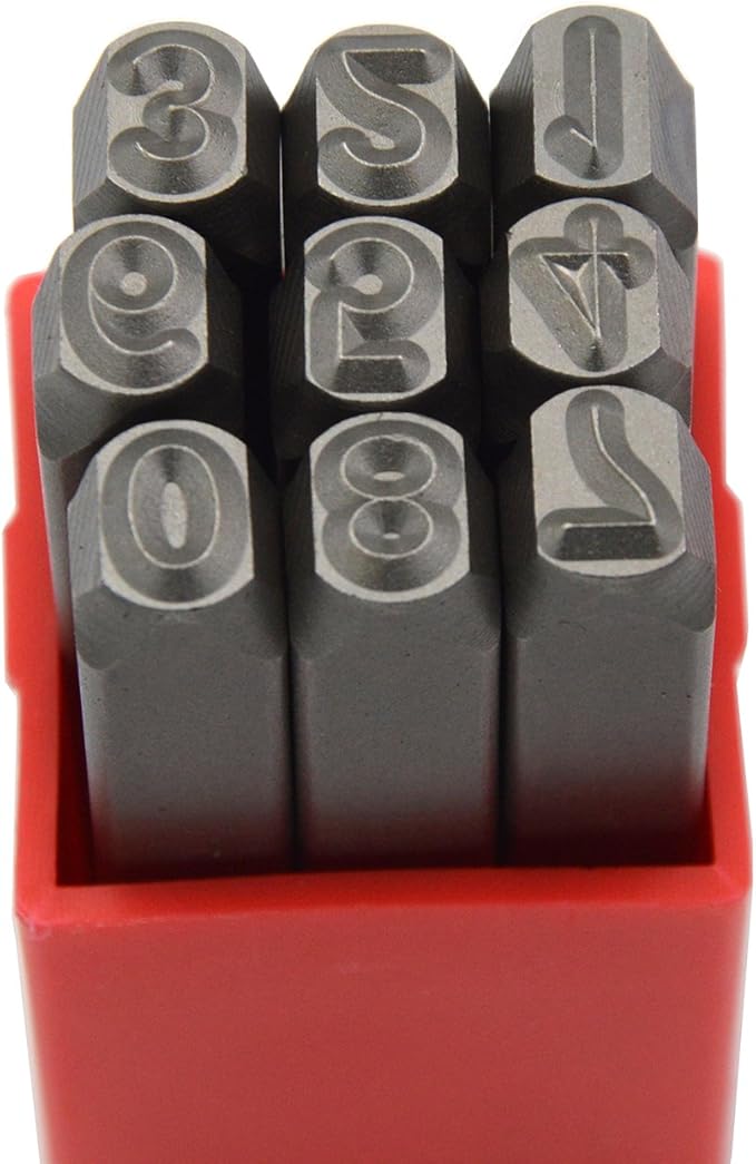 36pcs Heavy Duty Steel Stamp Uppercase Letters and Number Set 3/16" 5mm Hand Stamping Character Mark Code Alphabet Punch Kit for Jewelry Metal Sheet Plate Mold Die Making