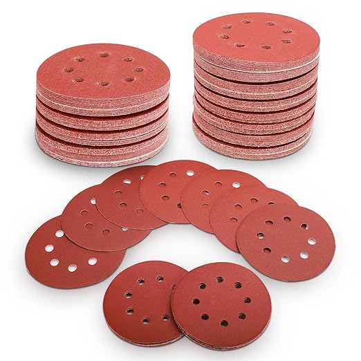 100 PCS 5 Inch Sanding Discs 240 Grit Hook and Loop Adhesive Round Sandpaper for Random Orbital Sander