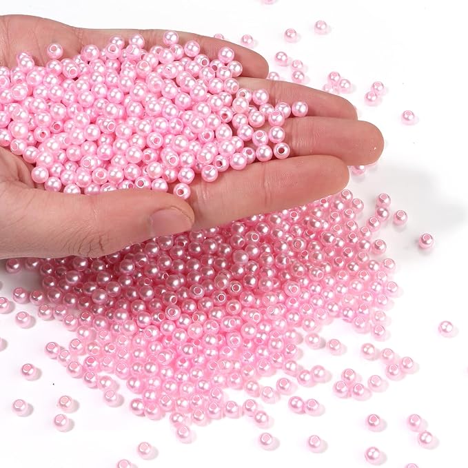 1500pcs Pink 5mm Pearl Beads by chuyau