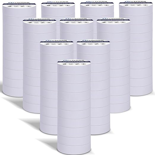 100 Rolls White Electrical Tape Bulk 3/4 Inch x 66ft, Waterproof Vinyl Electric Tape High Temp Insulation Tape for Electrical Protection Home Outdoor Electric Insulating Wire Wrapping