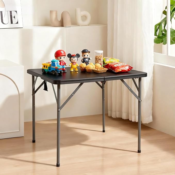 FDW 34" Folding Card Table Plastic Table Portable Square Height Dining Table - Image 2