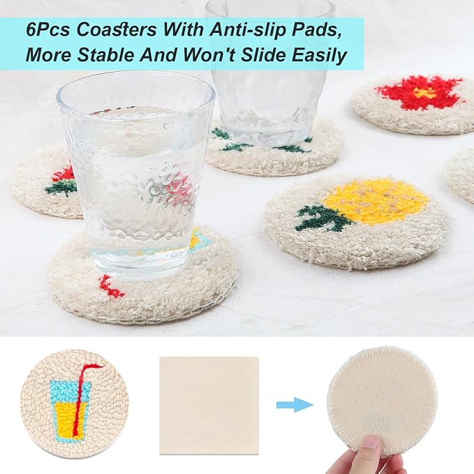 Sukhumvit 8PCS Punch Needle Coaster Kit, Beginners Adults Punch Needle Set - Image 3