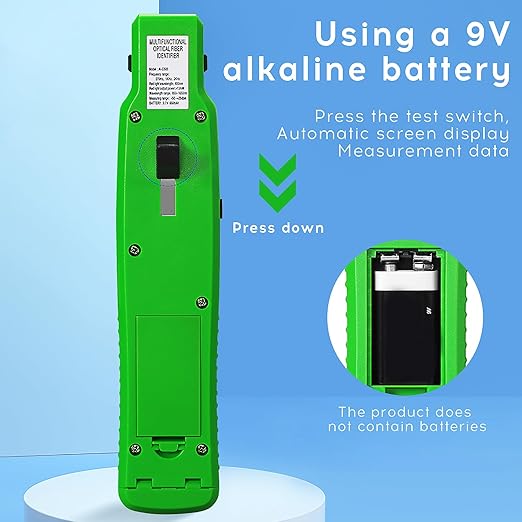 green A-507 Fiber optic identifier 5 in 1 Built in OFI OPM VFL LED RJ45 SC/FC/ST universal interface Optical power meter -70~+10dbm visual fault locator 10KM RJ45 test Cable identifier with LC adapter
