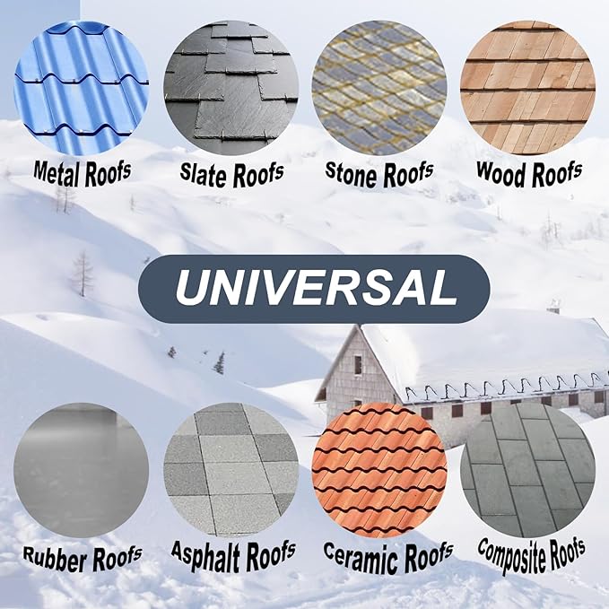 HEATIT 8JHSF1 50ft Roof Deicing and Pipe Freeze Protection Cable, Plug-in Ready Gutter Heater Cable with 10ft Lighted Plug, Heat Trace for Pipes, for Ice Dam Prevention, ETL Listed 8W/ft 120V