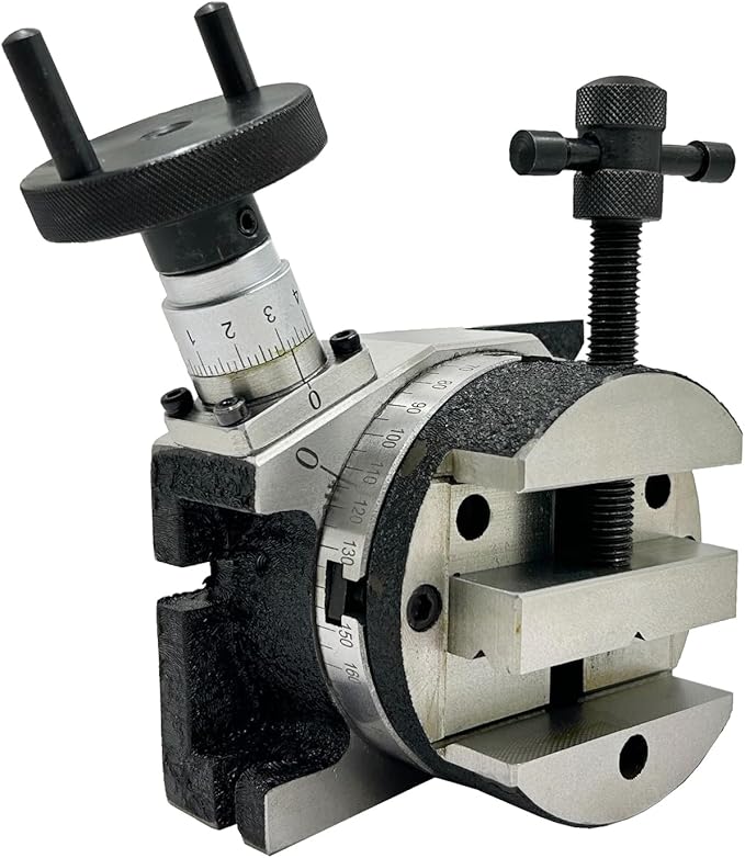 MachEl 4"/100mm Precision Rotary Table with 80mm Round Vice and Clamping T-Nut Bolts – Ideal for Horizontal and Vertical Milling and Indexing