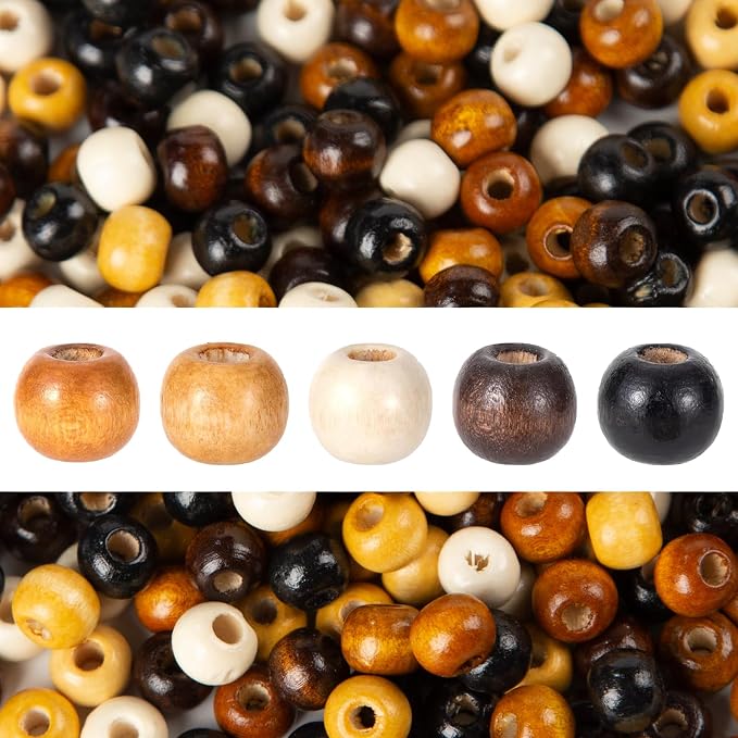 400pcs 12mm Large Wooden Beads for Crafts, Big Hole Natural Wood Beads Bulk by Unknown