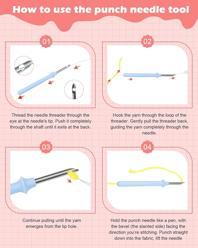 FIVEIZERO DIY Punch Needle Kit for Beginners, Yarn Punch Needle Art Craft Kit - Image 4