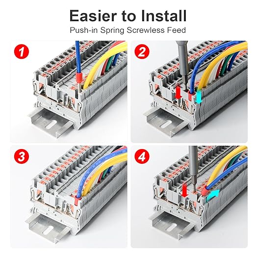 PT 2.5 Terminal Block Kit, Rail Type Voltage Terminal, Rail Combined Terminal Block, Top Entry Line, Plug-in Quick Connection, No Need for Screwdriver for Wiring