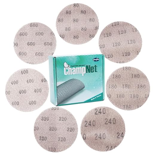 Mesh 5 inch 6 inch Sanding Discs 35PCS Hook and Loop Sanding Discs, Dust-Free, Ideal for Metal, Wood, Composites, Stock Removal, and Fine Finishing (5in, Assorted Grits)