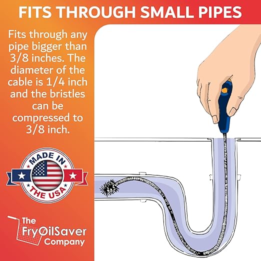 48" Flexible Long Pipe Brush | AC Drain Cleaner Tool | Sink Line Unclogger | Condensate Line Cleaning Brush | Easy Cleaning Flexible Drain Snake for Food, Hair & Clog Removal by FryOilSaver Co. B313C