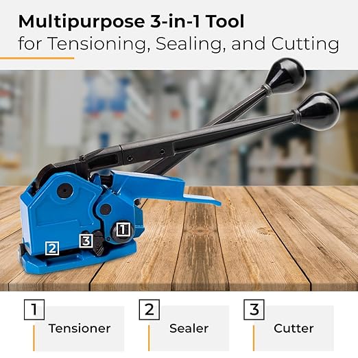 IDL Packaging IDL-17-12 Sealless Combination Tool for 1/2" Steel Strapping - 3-in-1 Tensioner, Sealer, and Cutter - Combination Metal Strapping Tool - Durable Banding Tool with Long Service Life