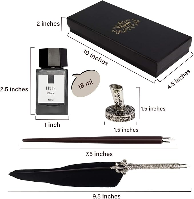 Calligraphy Set for Beginners, Wooden Dip Pen, Feather Quill, 19 Nibs, Ink Set - Image 5