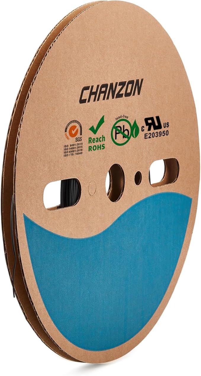 Chanzon 2:1 Ratio - 80Ft Roll - 1/24" (1mm) Heat Shrink Tubing 2:1(25M Total Length) Black Polyolefin Sleeving Wrap Shrinking 2 to 1 1pcs